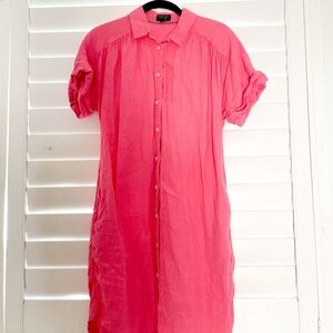 J. Crew Vibrant Pink Linen Dress